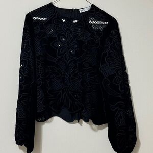 Zara embroidered blouse